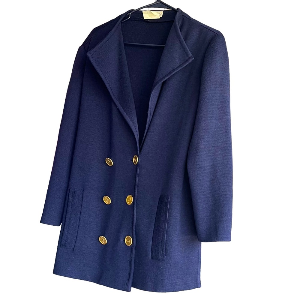 Navy Blue Double-Breasted Women's Coat